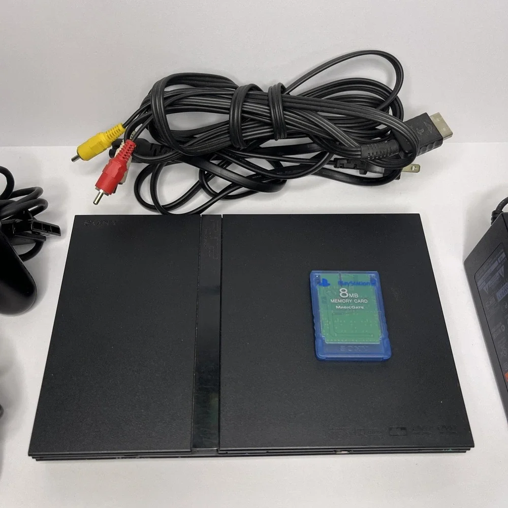 Sony playstation 2 PS2 Slim SCPH-75001 Complete Console Bundle OEM 2 Controllers